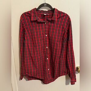 Red plaid button down shirt